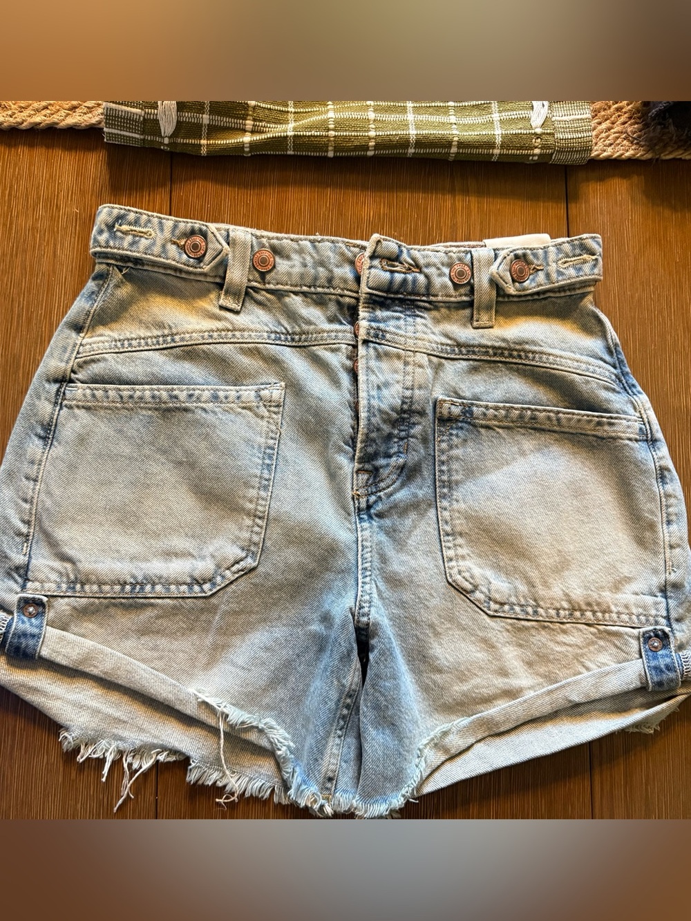 Free People Faded Light Blue High-Rise Denim Shorts